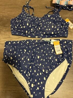 Navy Polka Dot Bikini Set
